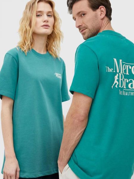 Памучна тениска с дълъг ръкав с принт Mercer Amsterdam зелено