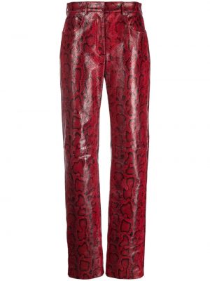 Pantaloni dritti di pelle con stampa Sportmax rosso