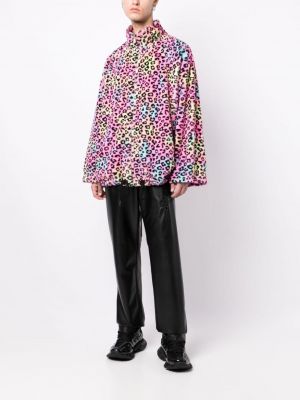 Leopardí bunda s potiskem se stojáčkem Natasha Zinko růžová
