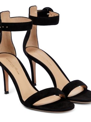 Sandale din piele de căprioară Gianvito Rossi negru