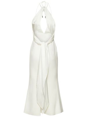Сатенена макси рокля на цветя David Koma бяло