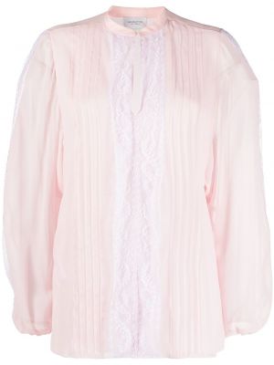 Blusa plisada de encaje Giambattista Valli rosa