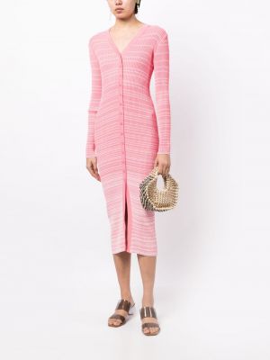 Robe à rayures en tricot Staud rose