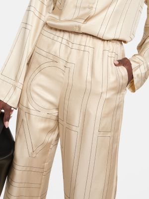 Копринени панталон Toteme бяло