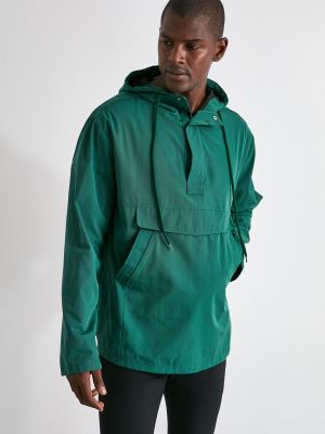 Kabát s kapucňou s vreckami Trendyol zelená