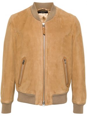 Usnjena jakna iz semiša Tom Ford rjava