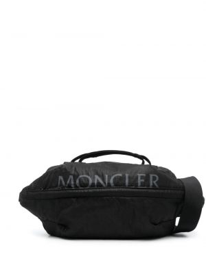 Usnjena torba za okrog pasu s potiskom Moncler črna