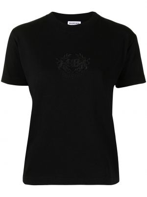 Camiseta con bordado Balenciaga negro