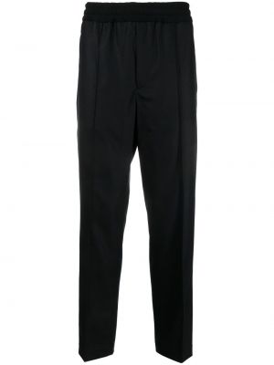 Vlněné rovné kalhoty Moncler černé