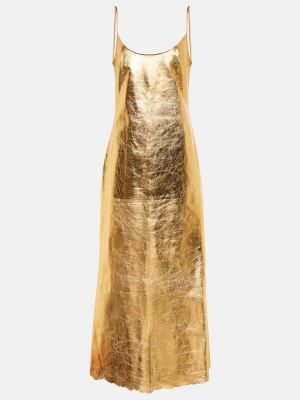 Kožené dlouhé šaty Gabriela Hearst zlaté