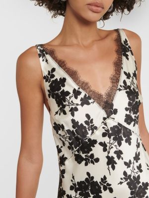 Svilena maksi haljina s cvjetnim printom Veronica Beard crna