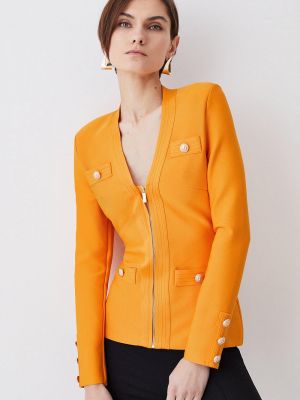 Трикотажная куртка милитари на молнии Karen Millen оранжевая