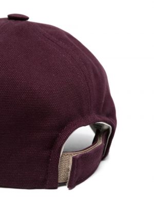 Medvilninis siuvinėtas kepurė su snapeliu Isabel Marant violetinė