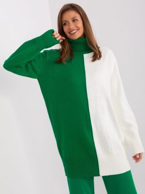 Džemperis ar augstu apkakli Fashionhunters zaļš