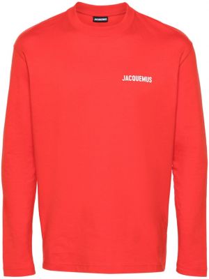 Памучна тениска с принт Jacquemus червено