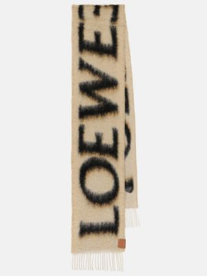 Béžový žakárový vlněný vlněný šál Loewe