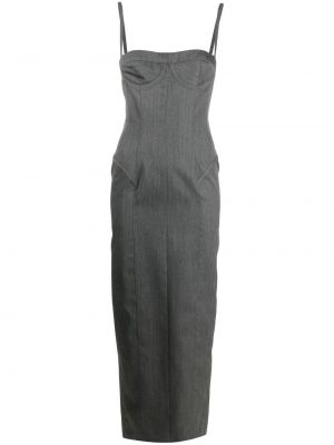 Vlnené puzdrové šaty Thom Browne sivá
