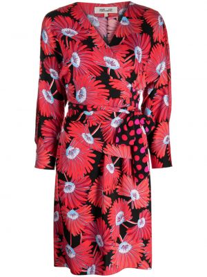 Obleka s cvetličnim vzorcem s potiskom Dvf Diane Von Furstenberg rdeča