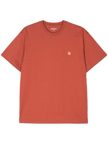 Medvilninis marškinėliai Carhartt Wip oranžinė