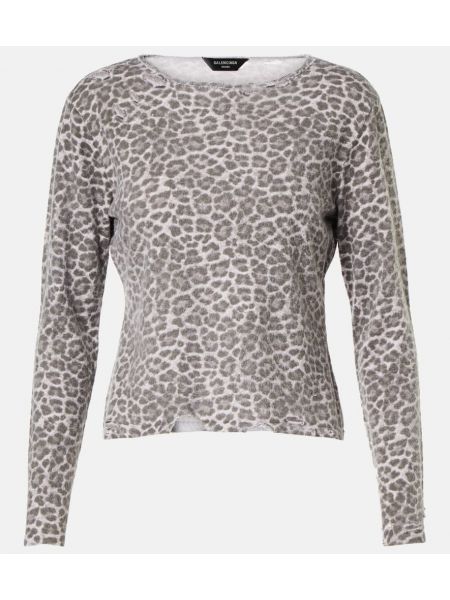 Leopard trykt nødlidende lang sweater Balenciaga brun