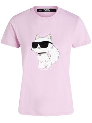 Bavlněné tričko Karl Lagerfeld růžové