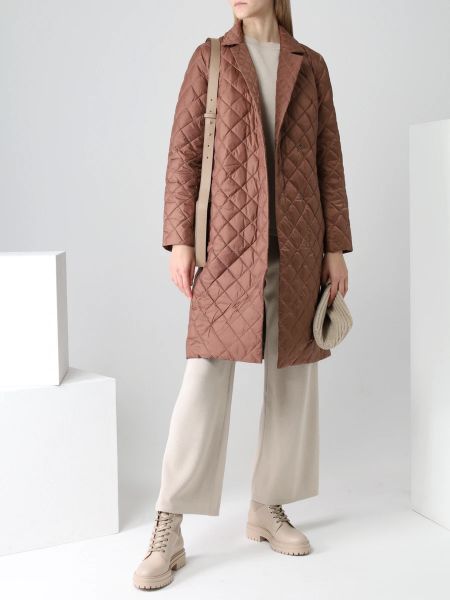 Пуховое стеганое пальто Naumi коричневое