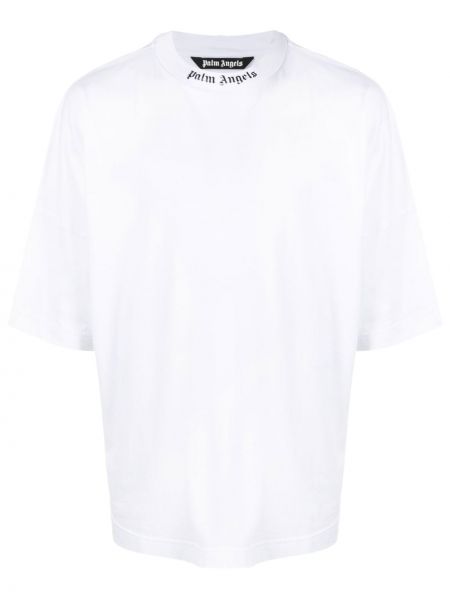 Raštuotas medvilninis marškinėliai Palm Angels balta
