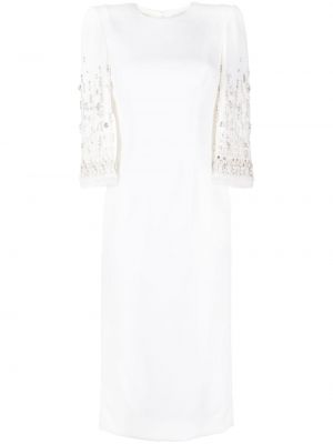 Sukienka midi z kryształkami Jenny Packham biała