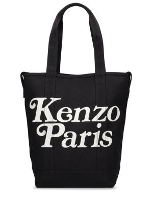 Medvilninė shopper rankinė Kenzo Paris juoda