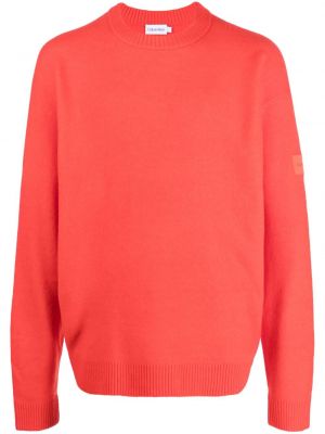 Пуловер с кръгло деколте Calvin Klein оранжево