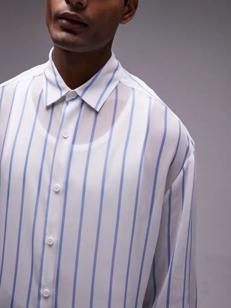 Прозрачная рубашка в полоску с длинным рукавом Topman