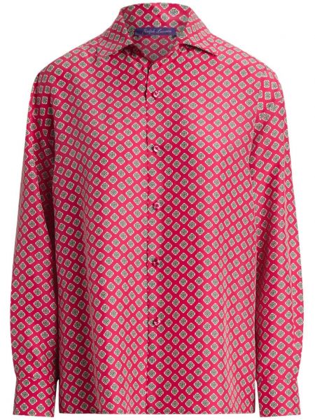 Μεταξωτή μπλούζα Ralph Lauren Collection ροζ