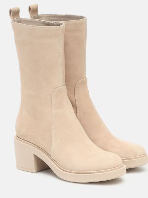 Ankle boots zamszowe Gianvito Rossi beżowe