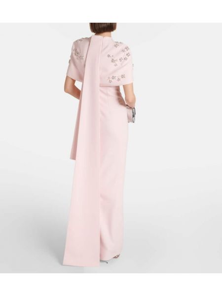 Robe longue à imprimé en crêpe Safiyaa rose