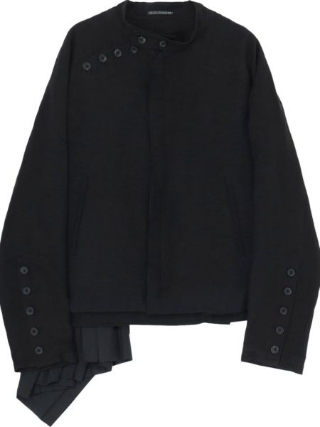Плиссированная куртка с вышивкой Yohji Yamamoto Pour Homme черная