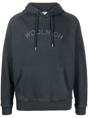 Medvilninis siuvinėtas džemperis su gobtuvu Woolrich juoda