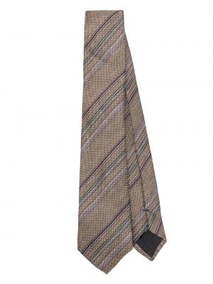 Krawat w paski żakardowy Paul Smith beżowy