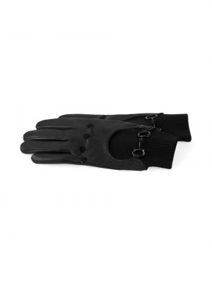 Rękawiczki skórzane Gucci czarne