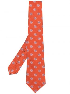 Corbata con estampado geométrico Kiton naranja