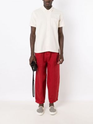 Lněné rovné kalhoty Osklen červené
