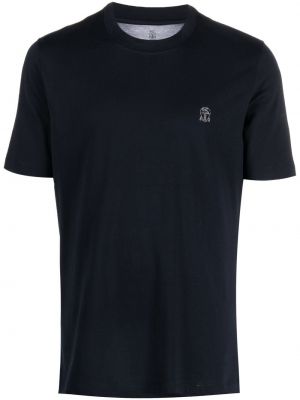 T-shirt ricamato Brunello Cucinelli blu