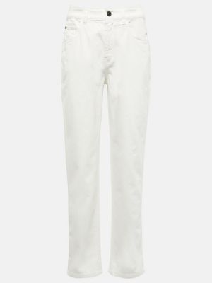 Slim fit kõrge vöökohaga kitsa lõikega teksapüksid Brunello Cucinelli valge