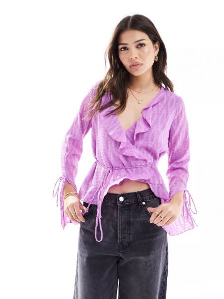 Блузка с рюшами Scalpers фиолетовая