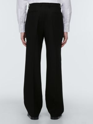 Vlněné rovné kalhoty Burberry černé