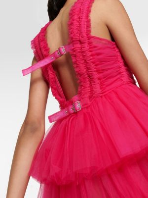 Миди рокля от тюл Noir Kei Ninomiya розово
