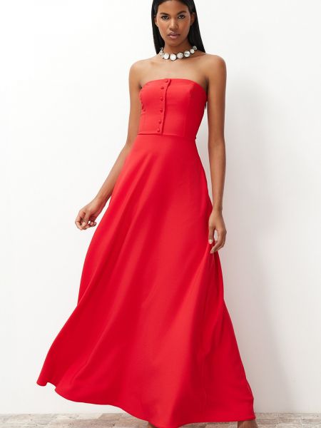 Вечерна рокля с копчета Trendyol червено