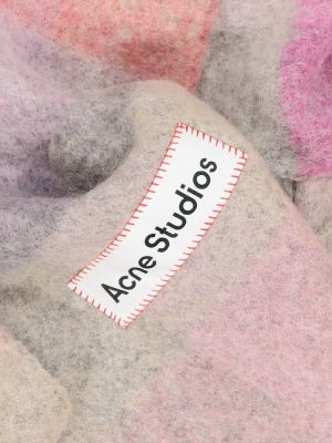 Kockovaný vlnený šál z alpaky Acne Studios ružová