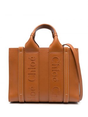 Shopper handtasche mit stickerei Chloé braun