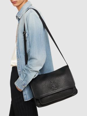Кожени кожени чанта през рамо Saint Laurent черно