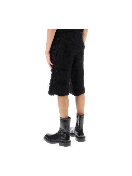 Pantalones cortos de cuero de punto de cuero sintético Comme Des Garçons negro